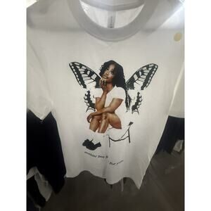 Bella + Canvas Women's Butterfly Graphic T-Shirts Short Sleeve White Size M